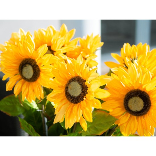 EUROPALMS Girasole Artificiale 70 cm - Decorazione Malleabile con Fiori Grandi e Foglie Realistiche