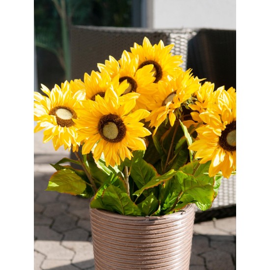 EUROPALMS Girasole Artificiale 70 cm - Decorazione Malleabile con Fiori Grandi e Foglie Realistiche