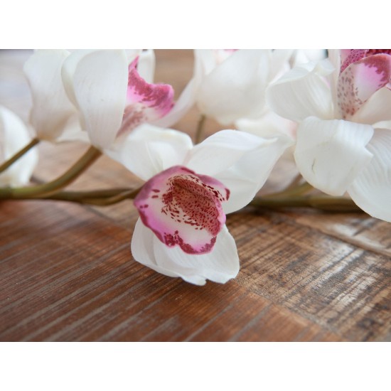Ramo Artificiale Cymbidium EUROPALMS Bianco-Rosa 90cm per Decorazioni Esterne