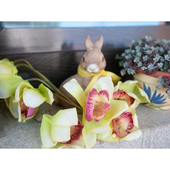 Ramo Cymbidium Artificiale EUROPALMS, Verde, 90cm – Elegante Decorazione per Interni ed Esterni