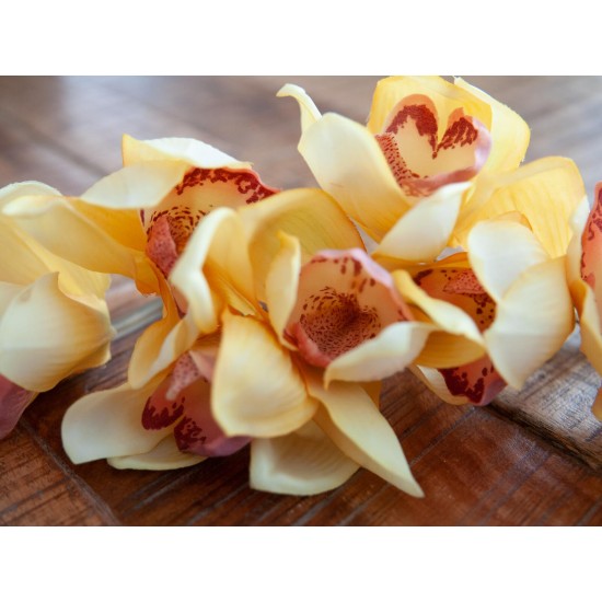 Ramo Cymbidium EUROPALMS Artificiale Giallo 90cm - Eleganza Semplice per Ambienti Esterni