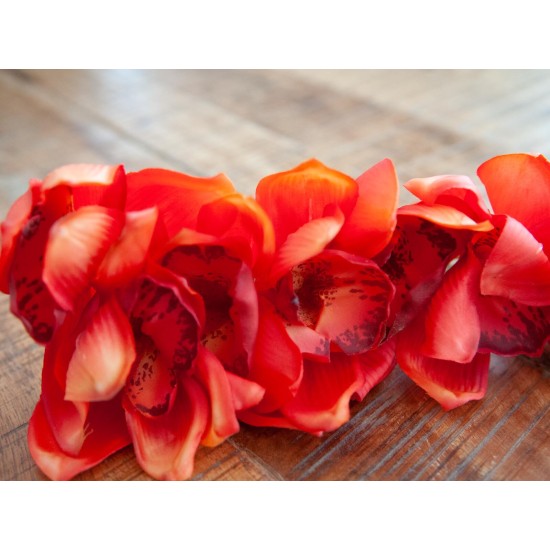 Ramo Cymbidium Artificiale EUROPALMS Rosso 90cm - Eleganza Semplice per Esterni