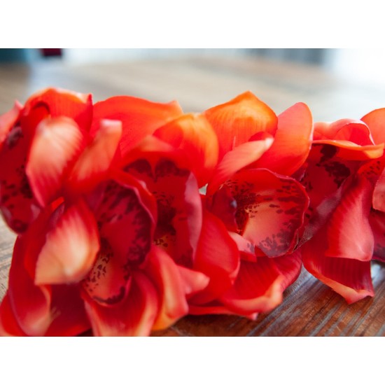 Ramo Cymbidium Artificiale EUROPALMS Rosso 90cm - Eleganza Semplice per Esterni