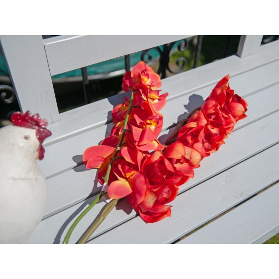 Ramo Cymbidium Artificiale EUROPALMS Rosso 90cm - Eleganza Semplice per Esterni