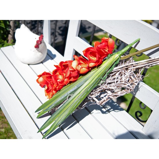 Ramo Cymbidium Artificiale EUROPALMS Rosso 90cm - Eleganza Semplice per Esterni