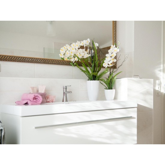 EUROPALMS Composizione Orchidee Artificiali in Vaso Decorativo - Alta Qualità