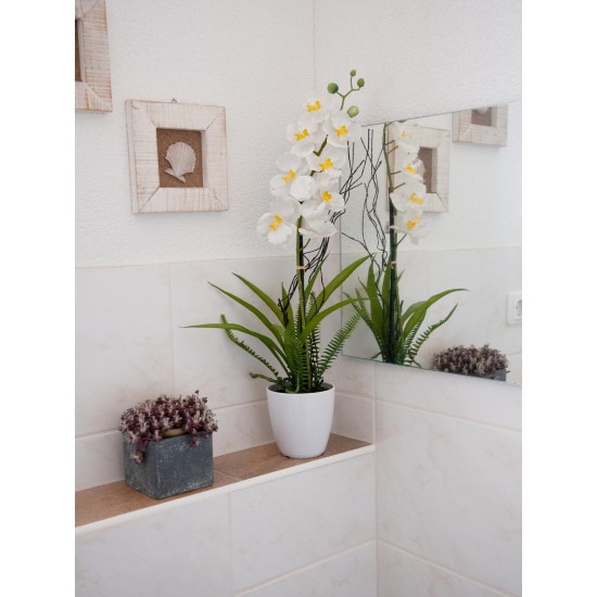 EUROPALMS Composizione Orchidee Artificiali in Vaso Decorativo - Alta Qualità