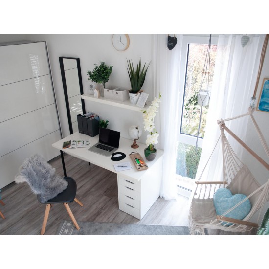 EUROPALMS Orchidea Artificiale Crema 80 cm con Vaso Decorativo Effetto Pietra