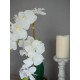 EUROPALMS Orchidea Bianca Artificiale 80 cm con Vaso Decorativo Effetto Pietra