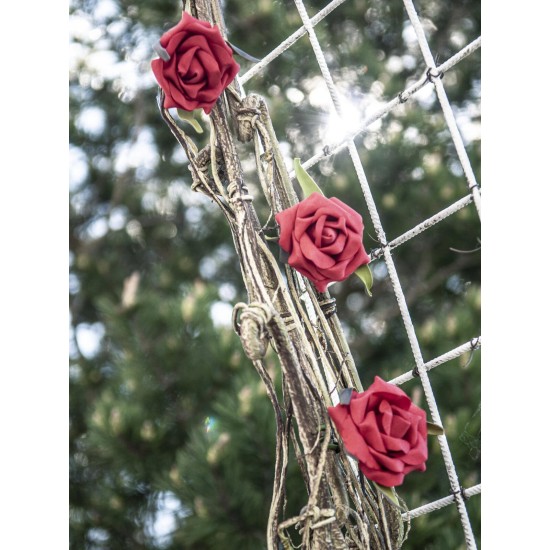 Ghirlanda di Rose EUROPALMS in EVA, Artificiale, Rossa - Alta Qualità per Uso Esterno