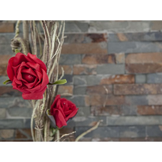 Ghirlanda di Rose EUROPALMS in EVA, Artificiale, Rossa - Alta Qualità per Uso Esterno