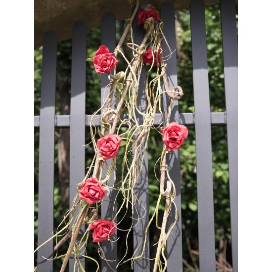 Ghirlanda di Rose EUROPALMS in EVA, Artificiale, Rossa - Alta Qualità per Uso Esterno