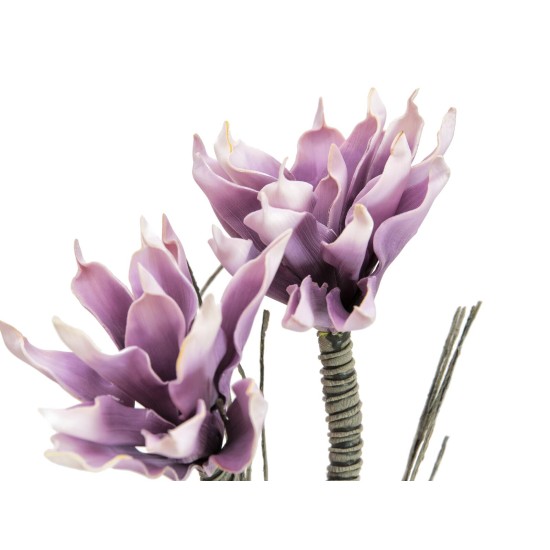 Ramo di Magnolia Artificiale EUROPALMS, Viola, con Fiori Realistici in EVA, da Esterno