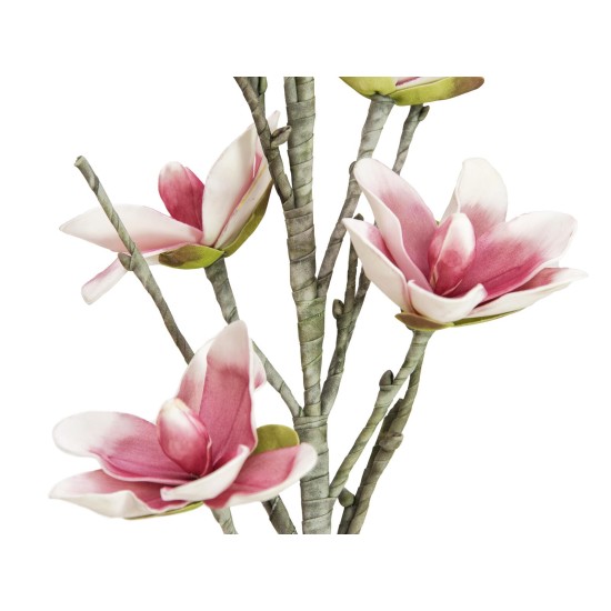 Ramo di Magnolia Artificiale EUROPALMS, Bianco e Rosa, 5 Fiori in Plastica EVA
