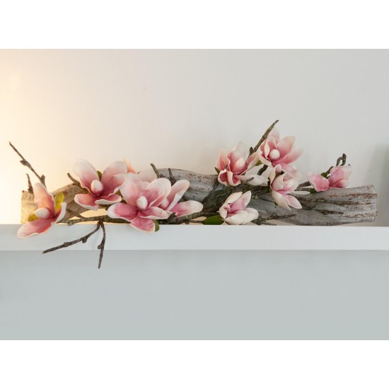 Ramo di Magnolia Artificiale EUROPALMS, Bianco e Rosa, 5 Fiori in Plastica EVA