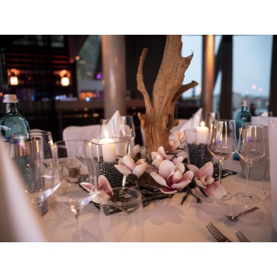 Ramo di Magnolia Artificiale EUROPALMS, Bianco e Rosa, 5 Fiori in Plastica EVA