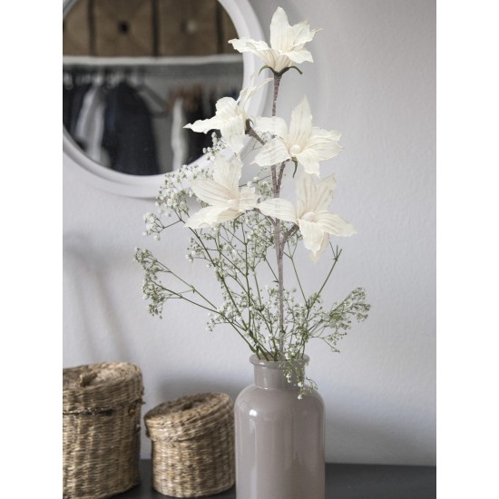 Ramo di Clematis Artificiale Bianco EUROPALMS, Fiori in EVA, Decorazione Malleabile per Esterni