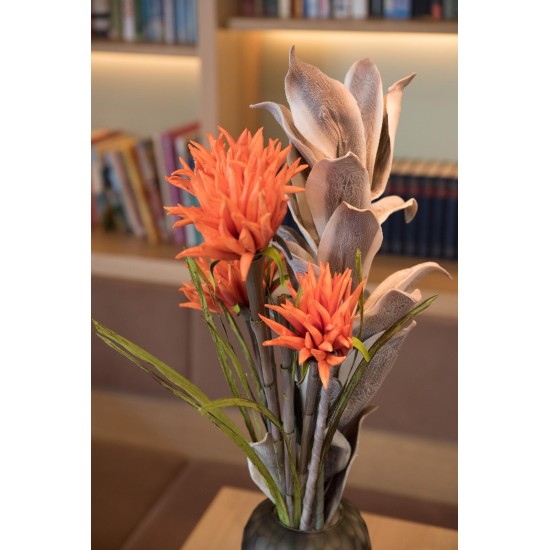 Pianta Artificiale EUROPALMS Dahlia Arancione 100 cm con Fiori Realistici