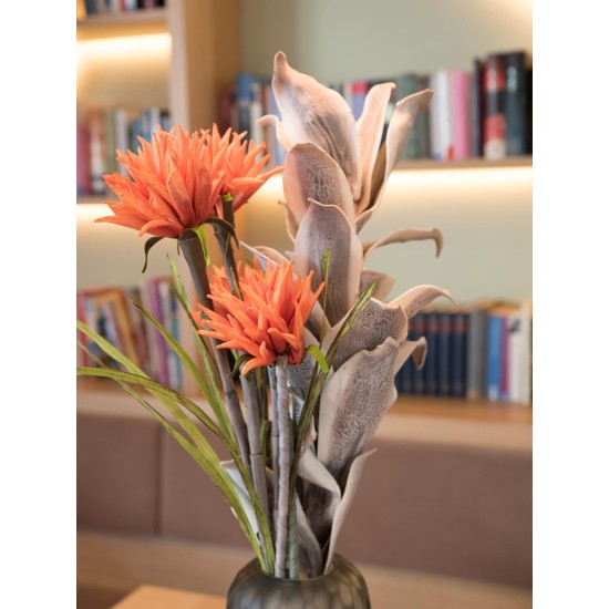 Pianta Artificiale EUROPALMS Dahlia Arancione 100 cm con Fiori Realistici