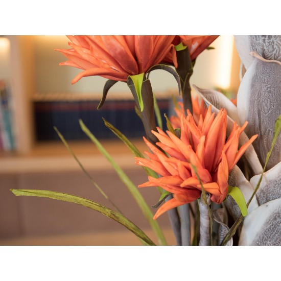 Pianta Artificiale EUROPALMS Dahlia Arancione 100 cm con Fiori Realistici