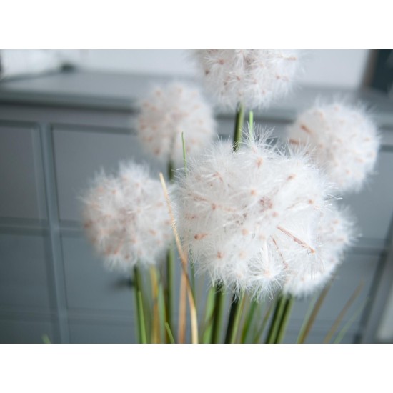 EUROPALMS Dandelion Artificiale con Fioriera, 107cm - Fiori Bianchi Realistici
