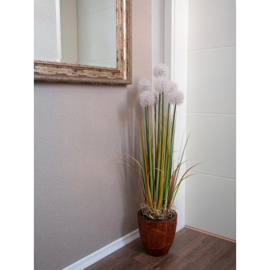 EUROPALMS Dandelion Artificiale con Fioriera, 107cm - Fiori Bianchi Realistici