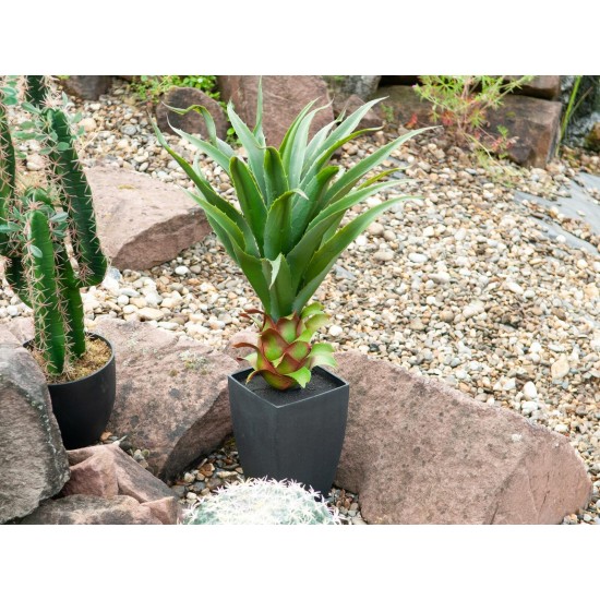 Pianta artificiale di Agave EUROPALMS con Vaso, Verde Scuro, 75 cm - Decorazione per Interni ed Esterni