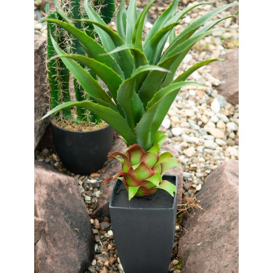 Pianta artificiale di Agave EUROPALMS con Vaso, Verde Scuro, 75 cm - Decorazione per Interni ed Esterni