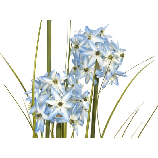 EUROPALMS Allium Grass Artificiale, 120 cm - Fiori Decorativi Blu in Vaso