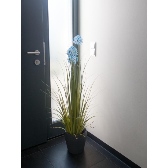 EUROPALMS Allium Grass Artificiale, 120 cm - Fiori Decorativi Blu in Vaso