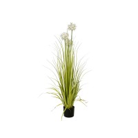 EUROPALMS Allium Grass Artificiale Bianco 120 cm - Pianta Ornamentale in Vaso