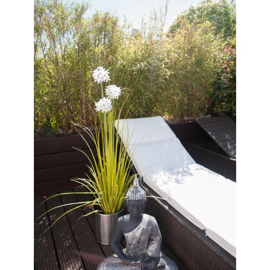 EUROPALMS Allium Grass Artificiale Bianco 120 cm - Pianta Ornamentale in Vaso