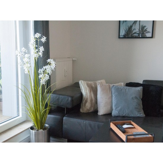 EUROPALMS Jasmin Grass Artificiale Bianco 130 cm per Decorazioni Moderne