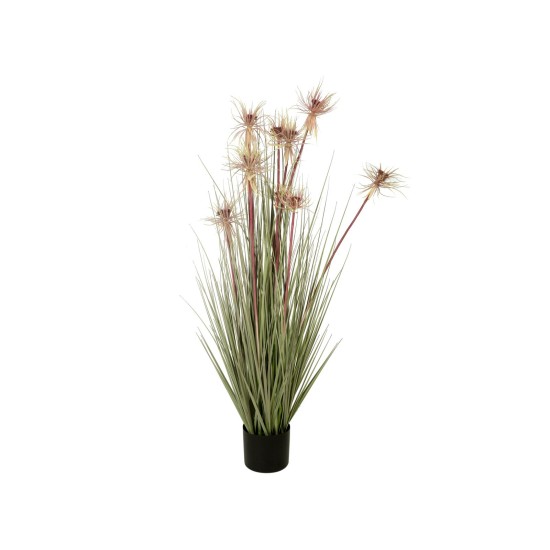 EUROPALMS Sunny Grass - Pianta Artificiale Fiorita in Vaso Decorativo, 120 cm