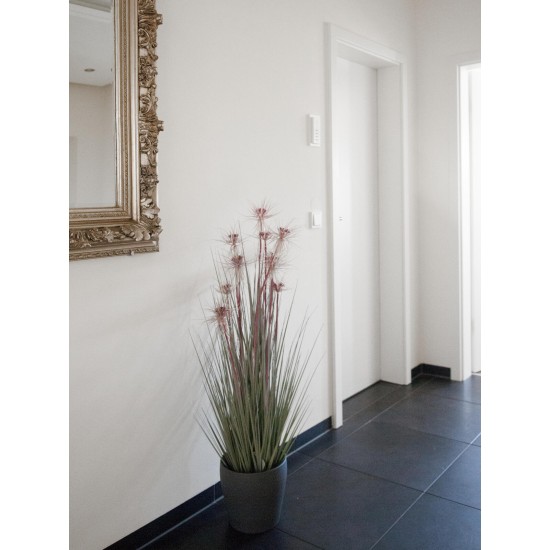 EUROPALMS Sunny Grass - Pianta Artificiale Fiorita in Vaso Decorativo, 120 cm