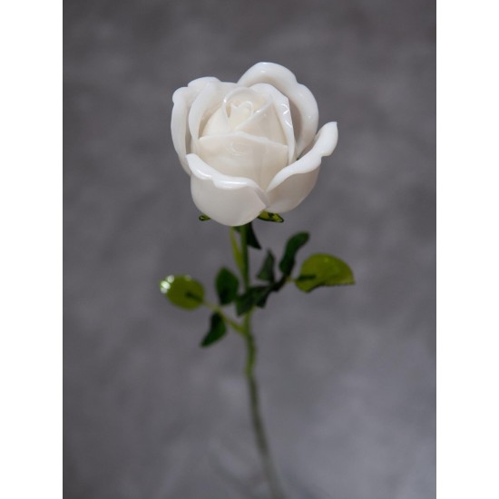 EUROPALMS Crystal Rose Bianca 81cm - Fiore Artificiale per Decorazioni Versatili