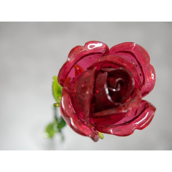 Fiore Artificiale EUROPALMS Crystal Rose Granata 81cm - Decorazione Versatile per Esterni