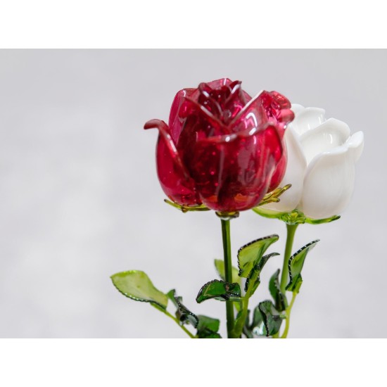 Fiore Artificiale EUROPALMS Crystal Rose Granata 81cm - Decorazione Versatile per Esterni
