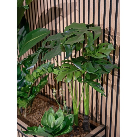 EUROPALMS Monstera Deliciosa Artificiale 90cm - Pianta da Esterno Realistica