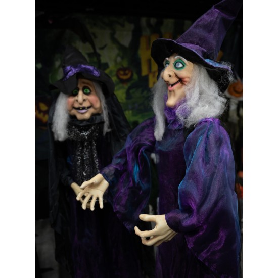 Strega Animata Halloween 175 cm EUROPALMS con Luci, Suoni e Movimento – Alimentazione USB o Batteria