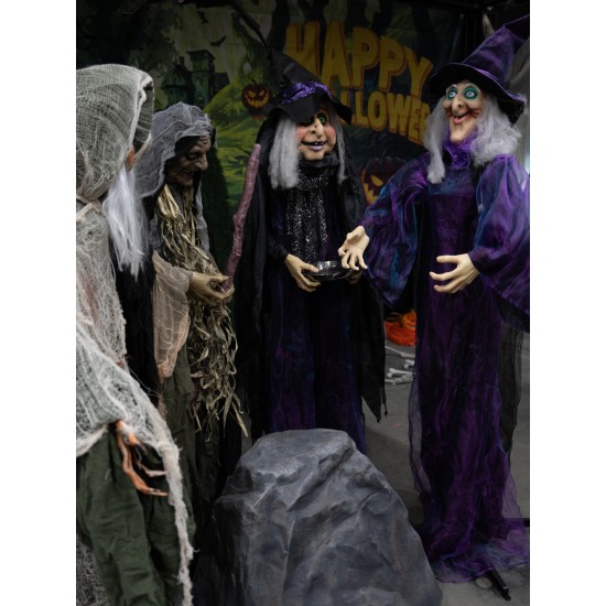 Strega Animata Halloween 175 cm EUROPALMS con Luci, Suoni e Movimento – Alimentazione USB o Batteria