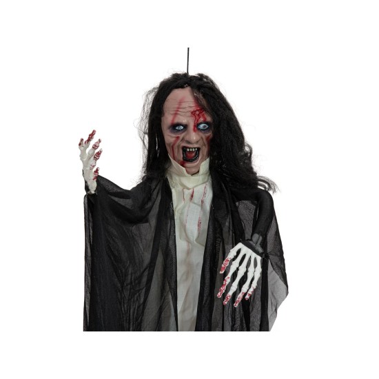 Fantasma Animato EUROPALMS per Halloween - Figura Decorativa 95 cm con Effetti Sonori e Luce LED