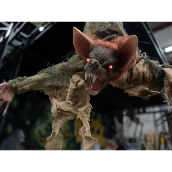 Figura Animata di Halloween Pipistrello EUROPALMS 95 cm - Effetto Sonoro e Luci Lampeggianti