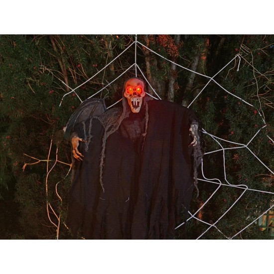 EUROPALMS Pipistrello Scheletro Sospeso 85 cm con Occhi Rosso Lampeggianti per Decorazioni Halloween