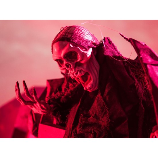 EUROPALMS Pipistrello Scheletro Sospeso 85 cm con Occhi Rosso Lampeggianti per Decorazioni Halloween