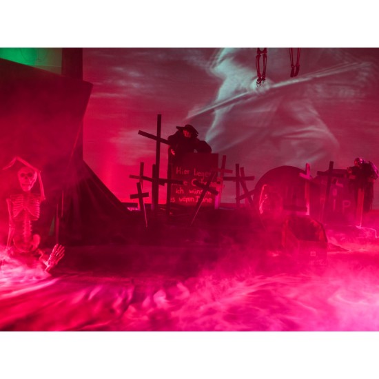 EUROPALMS Pipistrello Scheletro Sospeso 85 cm con Occhi Rosso Lampeggianti per Decorazioni Halloween