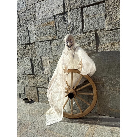 Strega di Halloween Animata Europalms con Effetti Luce e Suono, 170 cm