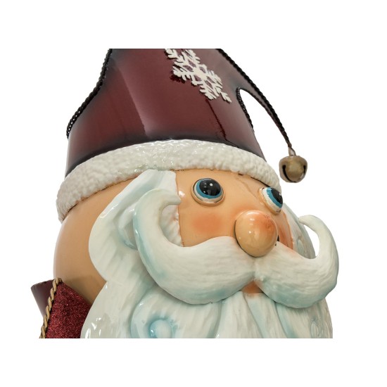 EUROPALMS Babbo Natale in metallo 150 cm rosso con movimento: Decorazione artigianale con campanella e regalo per ambienti natalizi