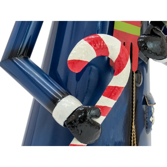 Pupazzo di Neve in Metallo Blu 150cm con Movimento ed Effetti Decorativi - EUROPALMS