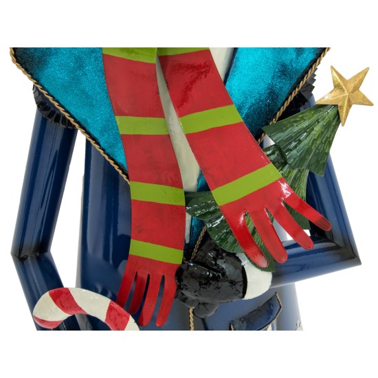 Pupazzo di Neve in Metallo Blu 150cm con Movimento ed Effetti Decorativi - EUROPALMS